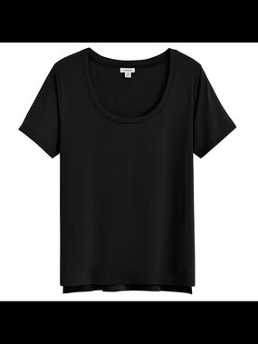 Cuyana Black Pima Scoop Neck Short Sleeve Tee